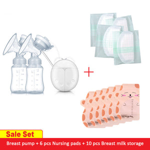 GL Electric Double Breast Pump USB BPA Free Breast Pumps Baby Breast Feeding With Nursing Pads and Breast Milk Storage Gift Set